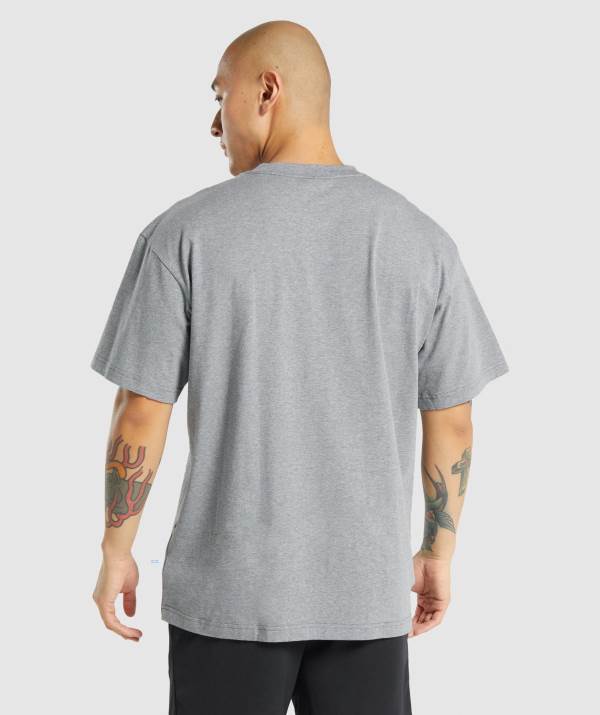 Panske Tricka Gymshark Essential Oversized Siva | LE4739518